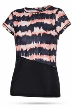 Mystic Dazzled Short Sleeved Quick Dry SUP Top - Black & Salmon Pink