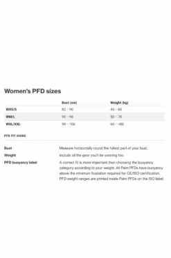 Palm Peyto Buoyancy Aid - Women's Fit - Teal -RED PADDLE CO. Sales palm buoyancy aid size guide women 2