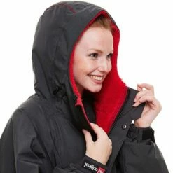 Red Original Changing EVO Jacket - Long Sleeve - Grey -RED PADDLE CO. Sales red original hood detail on grey