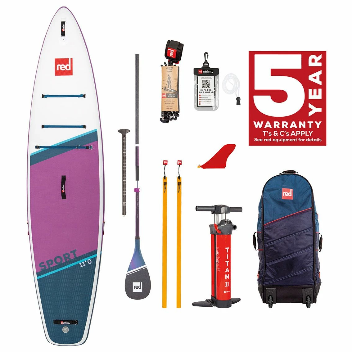 Red Paddle Co. Red Paddle Co Sport Purple MSL 11' X 30" Paddleboard Package 2022 - Image 4