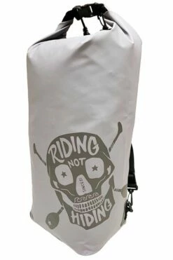 35 Ltr Roll Top Dry Bag By Riding Not Hiding - Grey -RED PADDLE CO. Sales rnh 35l dry back pack grey front 1